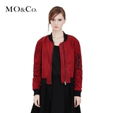 MO&Co.摩安珂字母贴布印花棒球服女 欧美风个性夹克外套