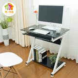 禾一木语 台式家用电脑桌简约小书桌子 简易一体机钢化玻璃电脑桌