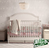 出口外贸美式法式实木雕花婴儿床欧洲橡木婴幼儿实木床欧式婴儿床