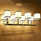 304不锈钢吊灯奢华长方形后现代简约新中式水晶LED餐厅客厅吊灯具
