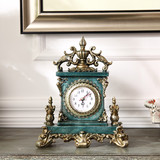 欧式美式客厅玄关座钟摆件复古挂钟表地中海奢华台钟手工油画艺术