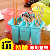 韩式厨房用品装勺筷子笼沥水收纳盒创意家用餐厅多功能塑料餐具筒