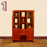 红荣居中式实木书柜4门简约现代原木家具整装储物柜木柜子可定制