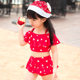 小桃泳衣 女 2015新款韩版儿童可爱荷叶边分体裙式女童游泳衣