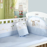笑巴喜婴儿床上用品套件婴儿床床围 宝宝全棉床品四件套婴儿床围