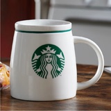 星巴克正品特价锥形创意陶瓷水杯带盖带勺酒桶马克杯咖啡杯陶瓷杯