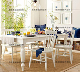 美式乡村风格餐桌椅出口复古白色欧式法式简约现代实木长方形餐桌
