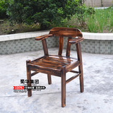 实木餐椅碳化木桌椅组合户外休闲椅扶手椅阳台茶楼咖啡屋卡座椅子