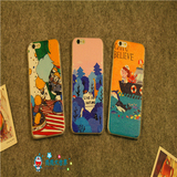 原创海洋森林 长颈鹿iPhone6plus手机壳 苹果6 5s手机套 皮纹外壳