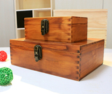 包邮木质收纳盒子经典复古带锁盒子小号Zakka木盒桌面收纳复古风