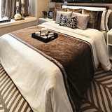 现代纯色新中式11件套别墅展厅绒布样板房间床品床上用品简约直销