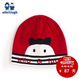 allolugh阿路和如童装儿童帽子男童套头帽圆顶红色针织帽