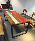 美式复古客厅实木餐桌铁艺实木彩色餐厅桌椅漫咖啡桌休闲茶几茶桌