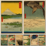 浮世绘 风景 日式风格 复古牛皮纸海报 日本料理居酒屋装饰挂贴画