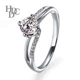 HDDC 钻石戒指 18k女结婚戒指日韩简约40分订婚戒指定制 求婚戒指