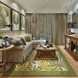 时尚欧式绿色叶子地毯客厅茶几沙发地毯卧室床边手工腈纶地毯定制