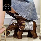 特大号 树脂大象换鞋凳高档招财欧式穿鞋凳子摆件鞋柜上的装饰品