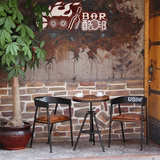 定制美式复古实木庭院户外室外咖啡厅酒吧休闲阳台桌椅组合三件套