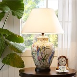 HH新款同款 Coral 花鸟陶瓷台灯手绘陶瓷灯 装饰床头灯 美式灯具