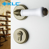 德国KLC 欧式青古铜室内门锁 分体锁卧室仿古锁具陶瓷把手 白蔷薇
