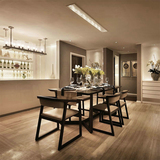 新中式家具现代简约实木餐桌样板房长方形饭桌 茶楼洽谈桌椅组合