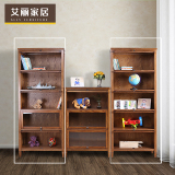 艾丽家居 实木自由组合书柜带门书架置物架玻璃门简约现代储物柜