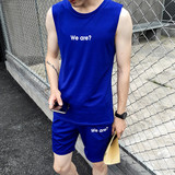 夏季男士背心t恤短裤套装宽松休闲健身跑步服学生无袖运动服班服