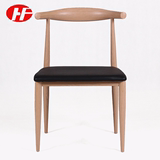 鸿福来现代简约仿实木金属牛角椅咖啡厅餐椅靠背耐用铁艺椅子包邮