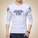 秋季青少年学生长袖T恤 男士韩版修身圆领男装薄款夏季打底衫