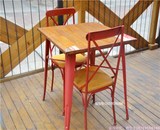 铁艺室外咖啡桌椅组合实木餐厅家具复古奶茶店休闲酒吧桌椅套件