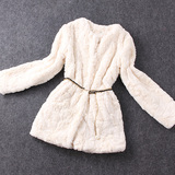 2015中长款兔毛皮草外套冬装新款韩版女士女装加厚包邮