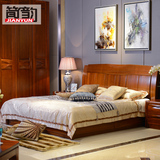 简韵 高端中式老柚木实木床1.8米成人双人大婚床定制床家具YW0104