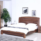 北欧简约现代 北美纯黑胡桃木家具1.8米双人床全实木简约现代