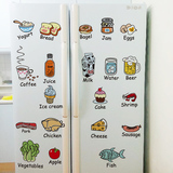可爱趣味冰箱贴瓷砖玻璃贴纸厨房柜门橱柜墙壁装饰品墙贴食品分类