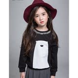 韩国正品代购童装女童长袖外套T恤中大童上衣2016儿童秋装打底衫