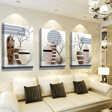 现代客厅装饰画三联无框画沙发背景墙餐厅卧室挂画抽象花瓶壁画