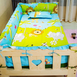 实木床围婴儿护栏四面全棉加厚加高儿童床帏布艺环保配套特价包邮