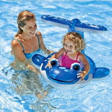 包邮 INTEX蓝鲸婴儿浮圈 儿童游泳圈 宝宝带蓬遮阳坐圈0-3岁
