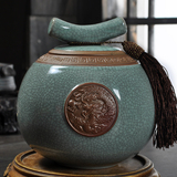 新款包邮 浮雕哥窑茶叶罐 禅枝雕龙 盘龙茶叶罐  陶瓷茶叶包装罐
