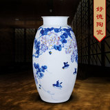 景德镇陶瓷 李猛林大师手绘青花紫气东来花瓶 现代简约工艺品摆件