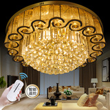 欧式金色水晶灯客厅LED吸顶灯现代简约圆形灯具卧室灯餐厅灯具
