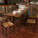 美式乡村餐桌椅组合甜品餐饮休闲桌椅咖啡厅桌椅户外实木餐桌家居