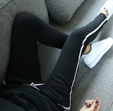 内线2016春装新款韩版女装打底裤 黑色一道杠运动裤 显瘦休闲裤
