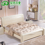 全实木床白色中式橡木床1.8米简约现代白蜡木床水曲柳双人床包邮