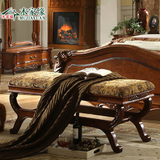 木家缘 卧室实木床尾凳 长凳床前凳床尾榻 美式布艺床尾凳换鞋凳
