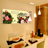 DIY数字油画中国风客厅卧室书房玄关大幅手绘装饰画富贵牡丹水墨