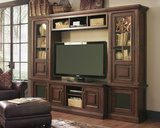 欧原家居-美式实木电视柜 欧式客厅视听柜 地柜 电视墙柜组合现货