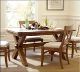 美式复古餐桌椅实木餐桌小户型餐桌原木会议桌地中海餐桌做旧桌椅