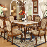 美式大理石餐桌椅组合 欧式实木餐台 简约现代长方形餐桌餐椅组合