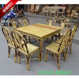 天然全竹制餐桌餐椅/竹椅子/方桌子/竹制田园家具/特色餐桌椅组合
